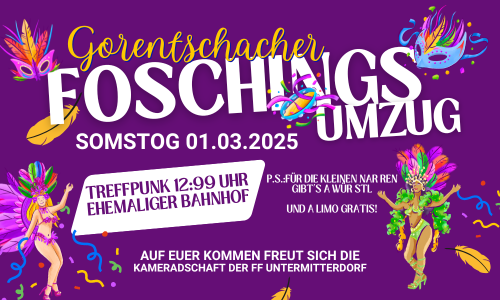Einladung zum Faschingsumzug in Gorentschach